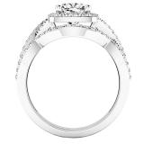 10K White Gold Cushion & Round White Cubic Zirconia CZ Ladies Bridal Engagement Ring Set
