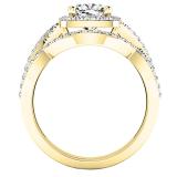10K Yellow Gold Cushion & Round White Cubic Zirconia CZ Ladies Bridal Engagement Ring Set