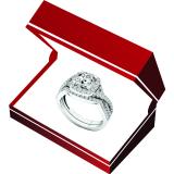 14K White Gold Cushion & Round White Cubic Zirconia CZ Ladies Bridal Engagement Ring Set