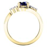 10K Yellow Gold 8X6 MM Oval & Round Blue Sapphire & Round Diamond Ladies Bridal Engagement Ring