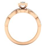 0.20 Carat (ctw) 10K Rose Gold Princess & Round Diamond Ladies Bridal Engagement Ring Set 1/5 CT