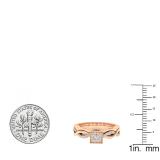 0.20 Carat (ctw) 10K Rose Gold Princess & Round Diamond Ladies Bridal Engagement Ring Set 1/5 CT