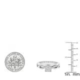 0.20 Carat (ctw) 10K White Gold Princess & Round Diamond Ladies Bridal Engagement Ring Set 1/5 CT