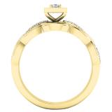 0.20 Carat (ctw) 10K Yellow Gold Princess & Round Diamond Ladies Bridal Engagement Ring Set 1/5 CT