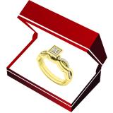 0.20 Carat (ctw) 10K Yellow Gold Princess & Round Diamond Ladies Bridal Engagement Ring Set 1/5 CT