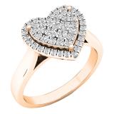 0.35 Carat (ctw) 10K Rose Gold Round White Diamond Ladies Heart Shaped Engagement Ring 1/3 CT