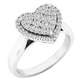 0.35 Carat (ctw) 10K White Gold Round White Diamond Ladies Heart Shaped Engagement Ring 1/3 CT