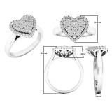 0.35 Carat (ctw) 10K White Gold Round White Diamond Ladies Heart Shaped Engagement Ring 1/3 CT