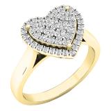 0.35 Carat (ctw) 18K Yellow Gold Round White Diamond Ladies Heart Shaped Engagement Ring 1/3 CT