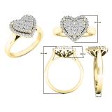 0.35 Carat (ctw) 18K Yellow Gold Round White Diamond Ladies Heart Shaped Engagement Ring 1/3 CT