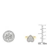 0.35 Carat (ctw) 18K Yellow Gold Round White Diamond Ladies Heart Shaped Engagement Ring 1/3 CT
