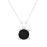 0.50 Carat (ctw) 18K White Gold Round Diamond Solitaire Pendant (Silver Chain Included) 1/2 CT