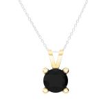 0.50 Carat (ctw) 18K Yellow Gold Round Diamond Solitaire Pendant (Silver Chain Included) 1/2 CT