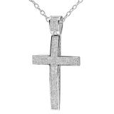 2.00 Carat (ctw) Sterling Silver Round Diamond Men's Cross Pendant 2 CT (Silver Chain Included)