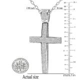 2.00 Carat (ctw) Sterling Silver Round Diamond Men's Cross Pendant 2 CT (Silver Chain Included)