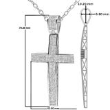 2.00 Carat (ctw) Sterling Silver Round Diamond Men's Cross Pendant 2 CT (Silver Chain Included)