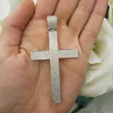 2.00 Carat (ctw) Sterling Silver Round Diamond Men's Cross Pendant 2 CT (Silver Chain Included)