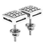0.10 Carat (ctw) Platinum Plated Sterling Silver Diamond Mens Hip Hop Iced Stud Earrings 1/10 CT
