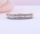 0.30 Carat (ctw) 10K Rose Gold Round & Baguette Diamond Ladies Anniversary Wedding Band 1/3 CT