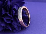 0.30 Carat (ctw) 10K Rose Gold Round & Baguette Diamond Ladies Anniversary Wedding Band 1/3 CT