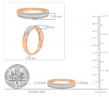 0.30 Carat (ctw) 10K Rose Gold Round & Baguette Diamond Ladies Anniversary Wedding Band 1/3 CT