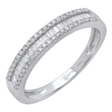 0.30 Carat (ctw) 10K White Gold Round & Baguette Diamond Ladies Anniversary Wedding Band 1/3 CT