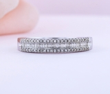 0.30 Carat (ctw) 10K White Gold Round & Baguette Diamond Ladies Anniversary Wedding Band 1/3 CT