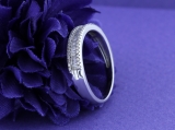 0.30 Carat (ctw) 10K White Gold Round & Baguette Diamond Ladies Anniversary Wedding Band 1/3 CT