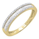 0.30 Carat (ctw) 10K Yellow Gold Round & Baguette Diamond Ladies Anniversary Wedding Band 1/3 CT