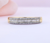 0.30 Carat (ctw) 10K Yellow Gold Round & Baguette Diamond Ladies Anniversary Wedding Band 1/3 CT