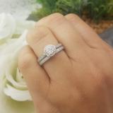 0.45 Carat (ctw) 10K White Gold Round White Diamond Ladies Cluster Bridal Engagement Ring Set 1/2 CT
