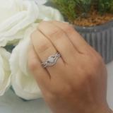 0.45 Carat (ctw) 10K White Gold Round White Diamond Ladies Cluster Bridal Engagement Ring Set 1/2 CT