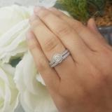 0.45 Carat (ctw) 10K White Gold Round White Diamond Ladies Cluster Bridal Engagement Ring Set 1/2 CT