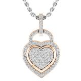 0.24 Carat (ctw) 10K Rose Gold Round Diamond Ladies Heart Pendant 1/4 CT (Silver Chain Included)