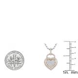 0.24 Carat (ctw) 10K Rose Gold Round Diamond Ladies Heart Pendant 1/4 CT (Silver Chain Included)