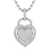 0.24 Carat (ctw) 14K White Gold Round Diamond Ladies Heart Pendant 1/4 CT (Silver Chain Included)