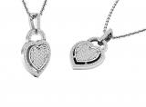 0.24 Carat (ctw) 14K White Gold Round Diamond Ladies Heart Pendant 1/4 CT (Silver Chain Included)