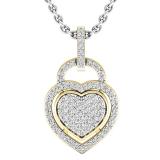 0.24 Carat (ctw) 14K Yellow Gold Round Diamond Ladies Heart Pendant 1/4 CT (Silver Chain Included)