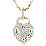 0.24 Carat (ctw) 10K Yellow Gold Round Diamond Ladies Heart Pendant 1/4 CT (Gold Chain Included)
