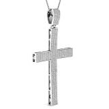 1.95 Carat (ctw) Sterling Silver Round Diamond Men's Cross Pendant 2 CT (Silver Chain Included)