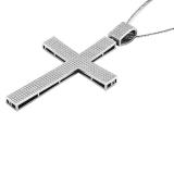1.95 Carat (ctw) Sterling Silver Round Diamond Men's Cross Pendant 2 CT (Silver Chain Included)