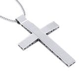 3.50 Carat (ctw) Sterling Silver Round Diamond Men's Cross Pendant (Silver Chain Included)