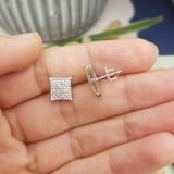 0.12 Carat (ctw) Platinum Plated Sterling Silver Diamond Kite Shape Mens Hip Hop Iced Stud Earrings