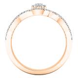 0.45 Carat (ctw) 10K Rose Gold Round Diamond Ladies Swirl Cluster Engagement Ring Set 1/2 CT
