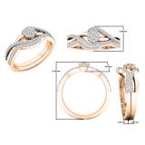0.45 Carat (ctw) 10K Rose Gold Round Diamond Ladies Swirl Cluster Engagement Ring Set 1/2 CT