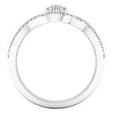 0.45 Carat (ctw) 10K White Gold Round Diamond Ladies Swirl Cluster Engagement Ring Set 1/2 CT