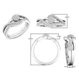 0.45 Carat (ctw) 10K White Gold Round Diamond Ladies Swirl Cluster Engagement Ring Set 1/2 CT