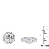 0.45 Carat (ctw) 10K White Gold Round Diamond Ladies Swirl Cluster Engagement Ring Set 1/2 CT