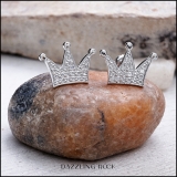 0.20 Carat (ctw) 10K White Gold Round White Diamond Ladies Crown Earrings 1/5 CT