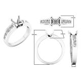 0.75 Carat (ctw) 18K White Gold Princess Diamond Ladies Semi Mount Engagement Ring 3/4 CT